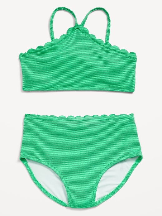 View large product image 1 of 1. Textured Strappy Halter Bikini Swim Set for Girls