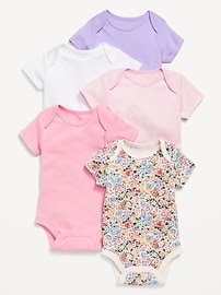 Image number 1 showing, Short-Sleeve Bodysuit 5-Pack for Baby