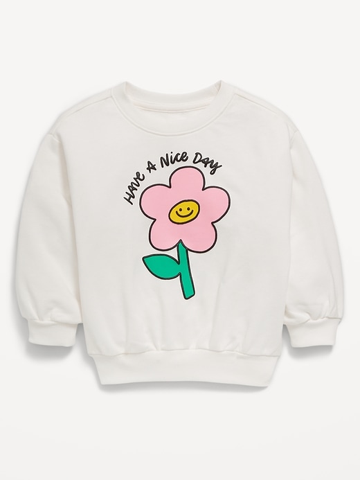 View large product image 1 of 1. Long-Sleeve Graphic French Terry Sweatshirt for Toddler Girls