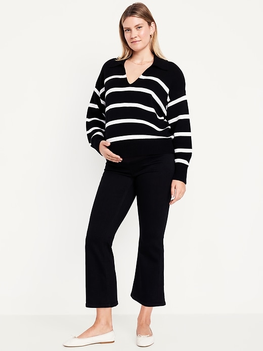 Image number 1 showing, Maternity Front Low-Panel Crop Flare Jeans