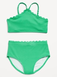 Image number 1 showing, Textured Strappy Halter Bikini Swim Set for Girls