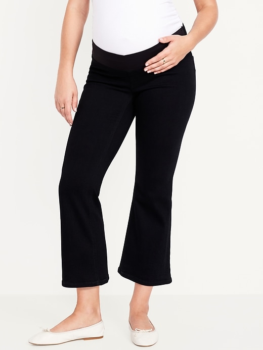 Image number 3 showing, Maternity Front Low-Panel Crop Flare Jeans