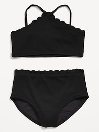 Image number 1 showing, Textured Strappy Halter Bikini Swim Set for Girls