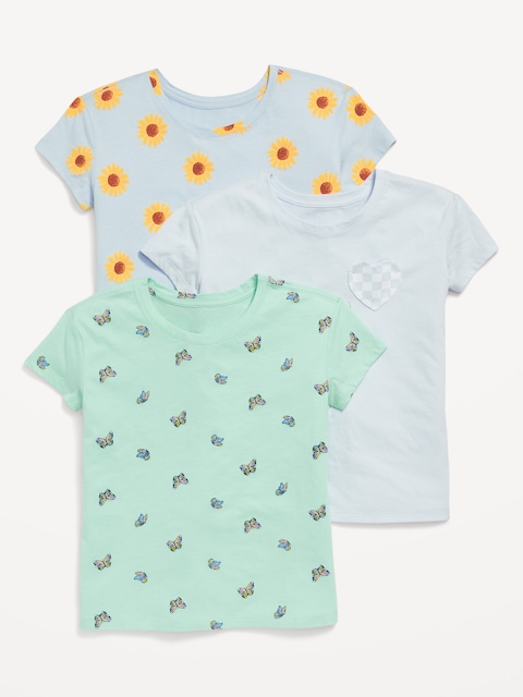 Softest Short-Sleeve Variety T-Shirt 3-Pack for Girls - Butterflies