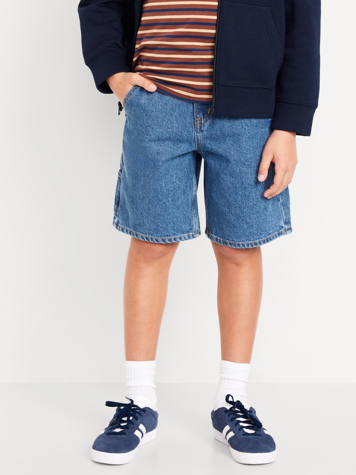 Knee Length Baggy Carpenter Jean Shorts for Boys