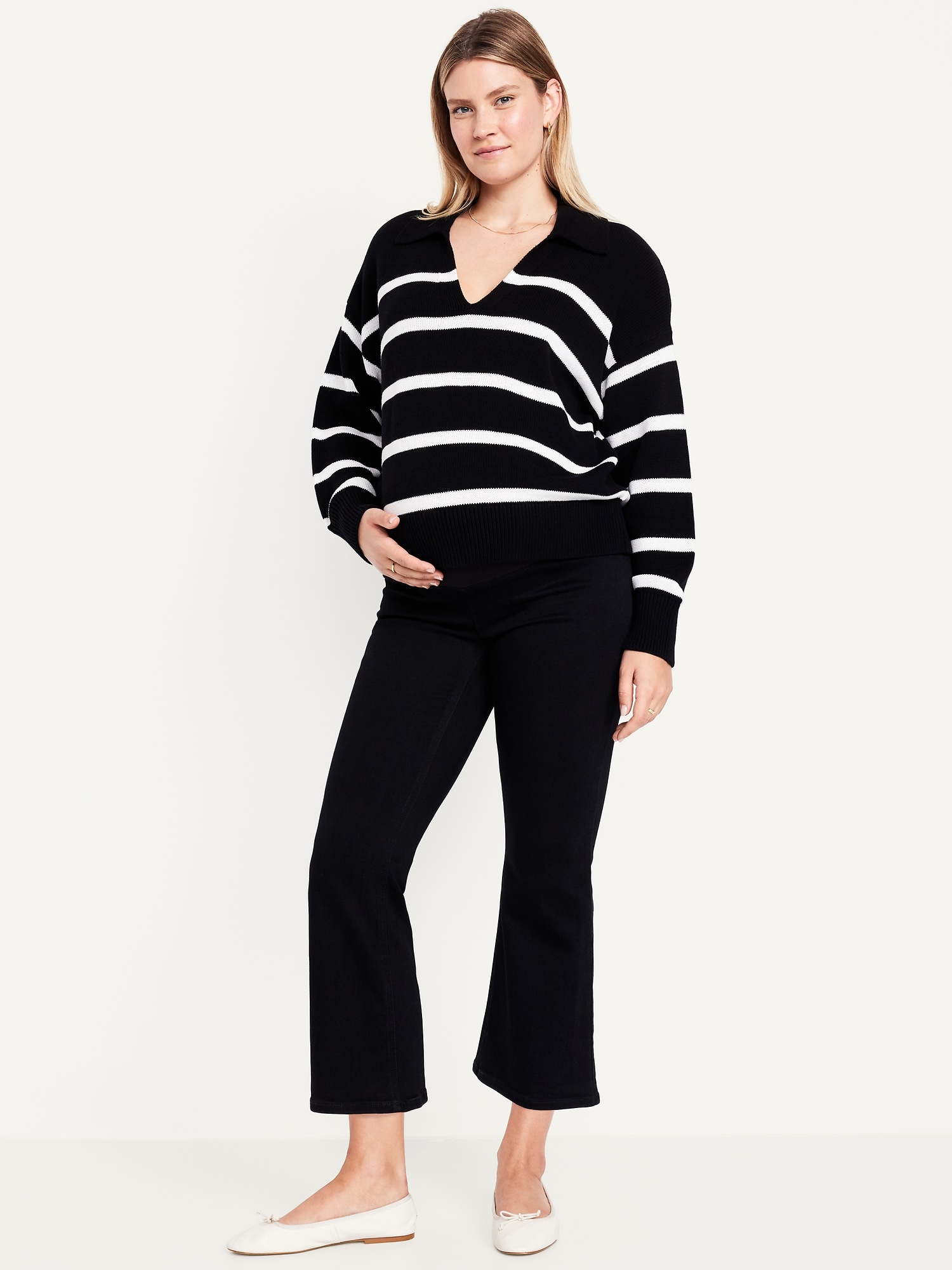 Maternity Front Low-Panel Crop Flare Jeans