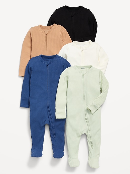 View large product image 1 of 1. Sleep &amp; Play 2-Way-Zip Footed One-Piece 5-Pack for Baby