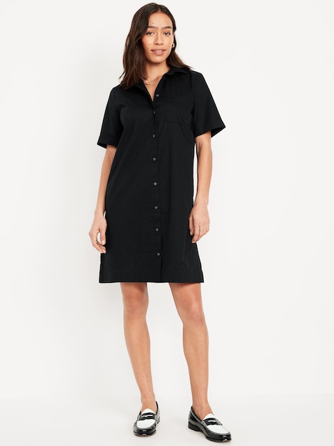 Button-Down Mini Shirt Dress - Black Jack