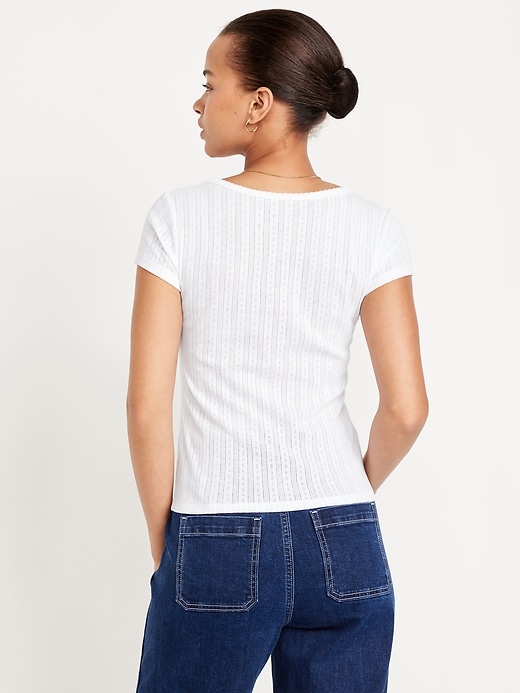 Image number 2 showing, Lace-Trim Ribbed T-Shirt