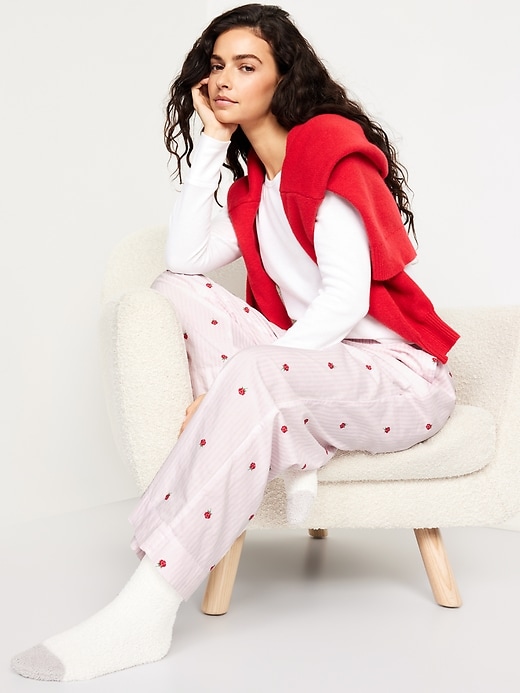 Image number 3 showing, High-Waisted Poplin Pajama Pant