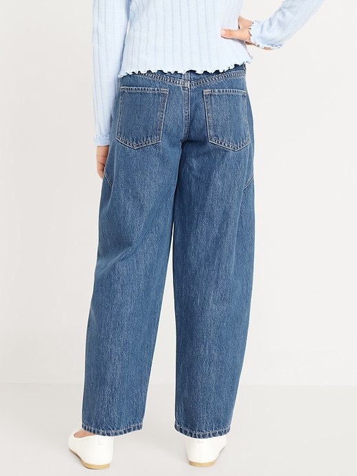 View large product image 2 of 4. High-Waisted Barrel-Leg Jeans for Girls