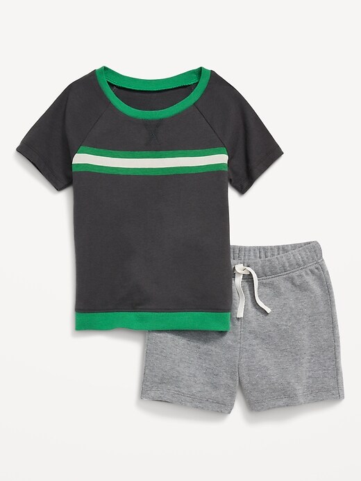 Raglan-Sleeve Jersey-Knit T-Shirt and Shorts Set for Baby