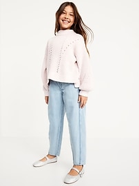 View large product image 3 of 4. High-Waisted Barrel-Leg Jeans for Girls