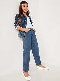 View large product image 3 of 4. High-Waisted Barrel-Leg Jeans for Girls