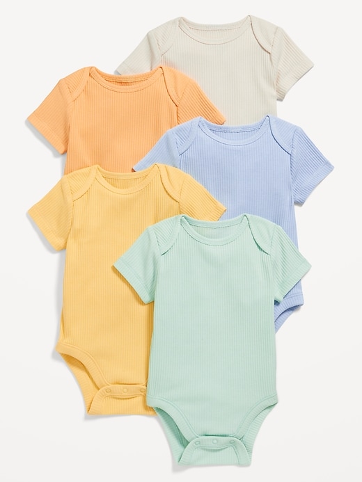 View large product image 1 of 1. Unisex Short-Sleeve Bodysuit 5-Pack for Baby