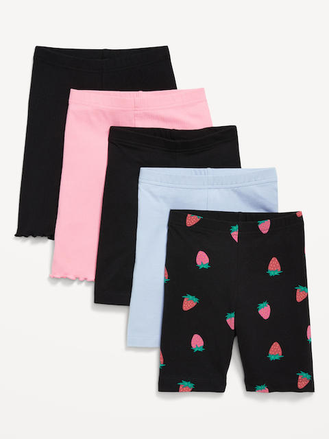 Long Biker Shorts Variety 5-Pack for Girls - Strawberry