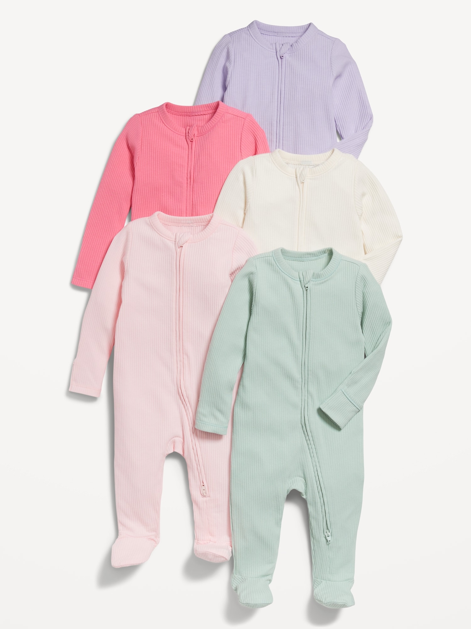 Sleep & Play 2-Way-Zip Footed One-Piece 5-Pack for Baby