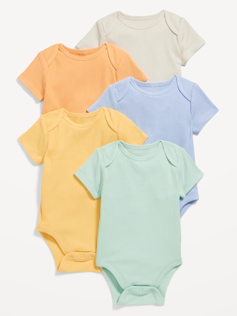 Unisex Short-Sleeve Bodysuit 5-Pack for Baby - Rainbow