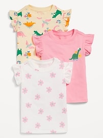 Image number 1 showing, Short-Sleeve Ruffle-Trim T-Shirt 3-Pack for Toddler Girls
