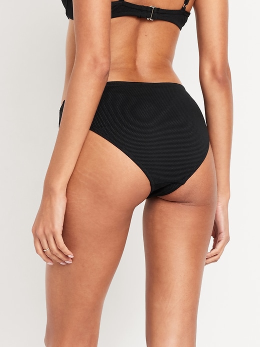 Image number 2 showing, Mid-Rise Textured Bikini Swim Bottoms