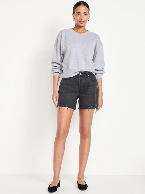 High-Waisted OG Jean Cut-Off Shorts -- 7-inch inseam - Cutoff Black Wash