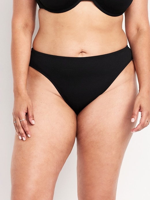 Image number 7 showing, Mid-Rise Textured Bikini Swim Bottoms