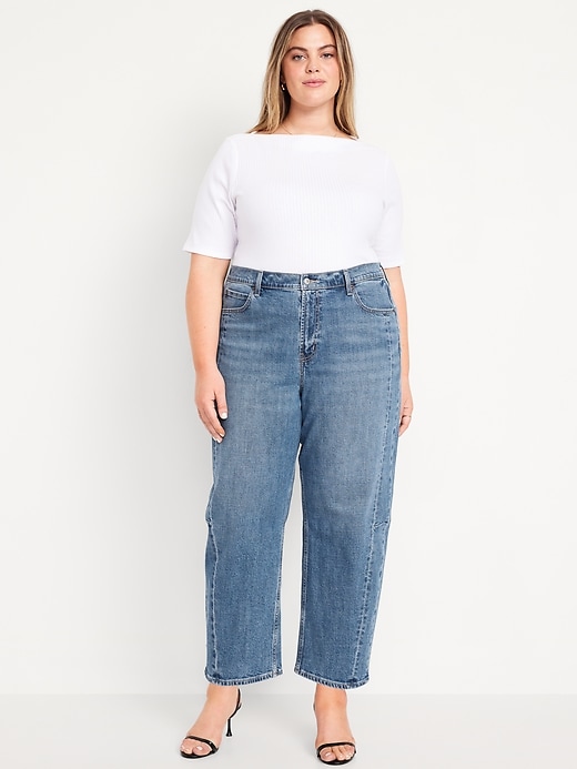 Image number 6 showing, High-Waisted Barrel Ankle Jeans