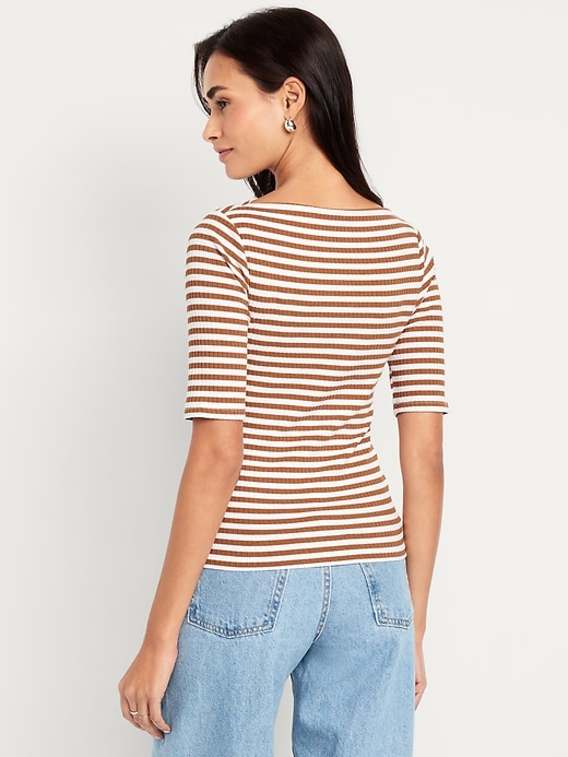 Image number 2 showing, Ribbed Boat-Neck T-Shirt