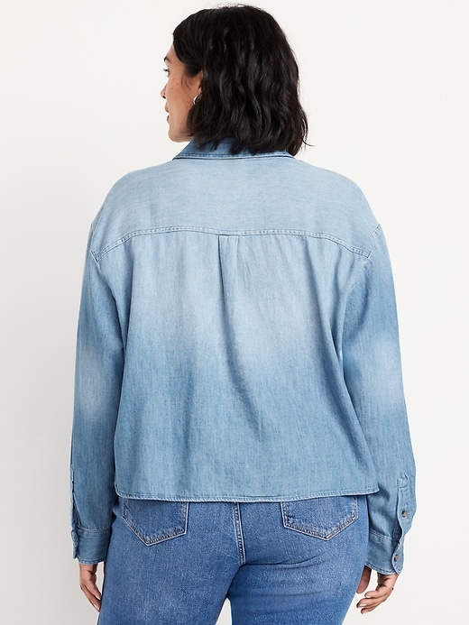 Image number 7 showing, Jean Button-Down Cropped Shirt