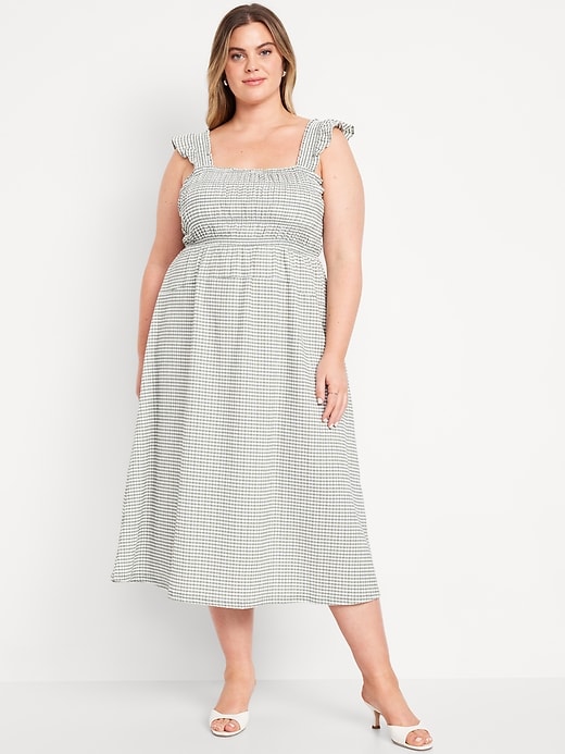 Image number 6 showing, Fit &amp; Flare Smocked Gingham Midi Dress