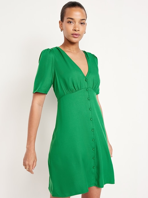 Image number 5 showing, Button-Down Crepe Mini Dress