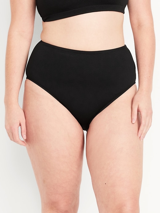 Image number 5 showing, High-Waisted Textured Bikini Swim Bottoms