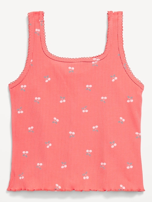 Image number 3 showing, Printed Fitted Ribbed Tank Top for Girls