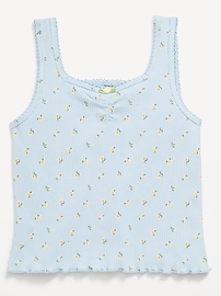 Image number 2 showing, Printed Fitted Ribbed Tank Top for Girls