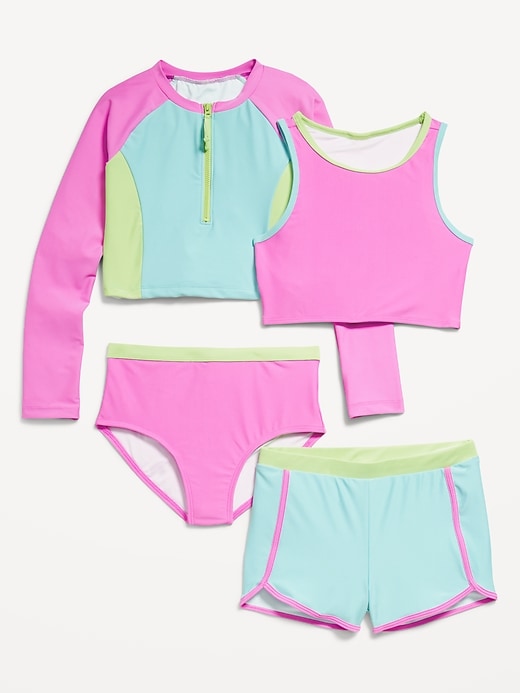 View large product image 1 of 1. 4-Piece Matching Tankini Swim Set for Girls