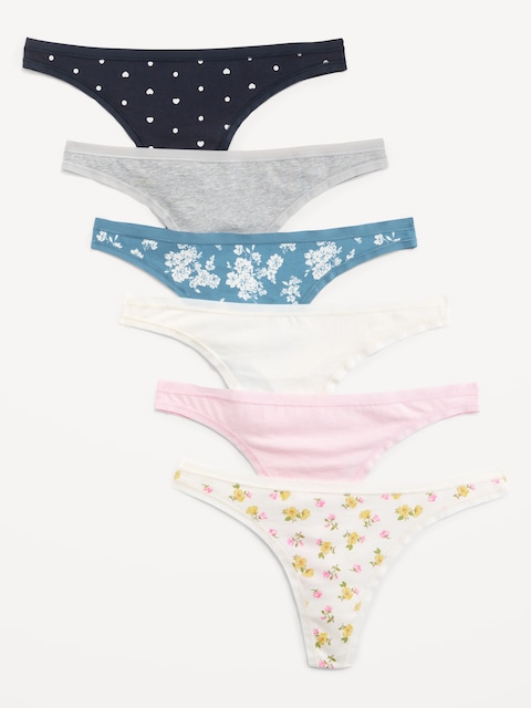 6-Pack Low-Rise Everyday Cotton Thong