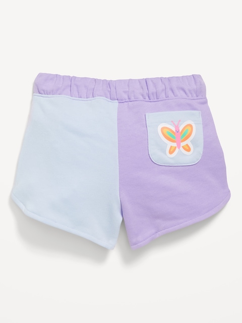 Color-Block Graphic French-Terry Shorts for Toddler Girls - Lavender Haven