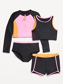 Image number 1 showing, 4-Piece Matching Tankini Swim Set for Girls