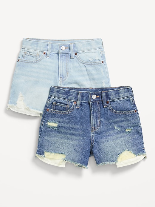 View large product image 1 of 1. High-Waisted Ripped Frayed-Hem Jean Shorts 2-Pack for Girls