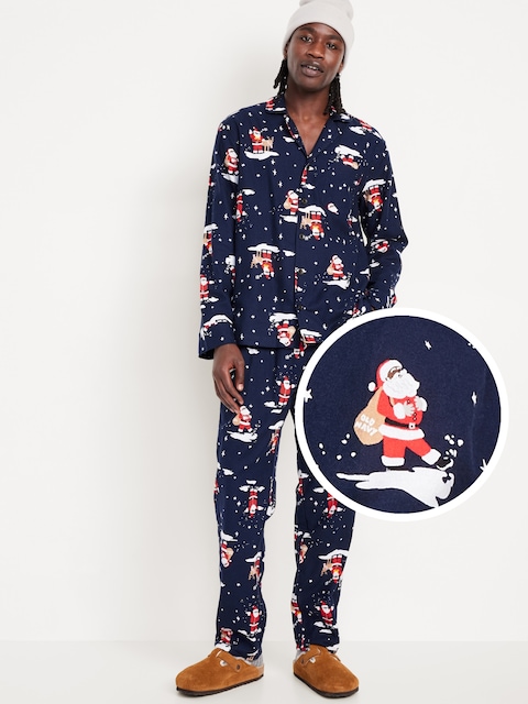 Printed Flannel Pajama Set for Men - Santa Cocoa (Match The Fam)