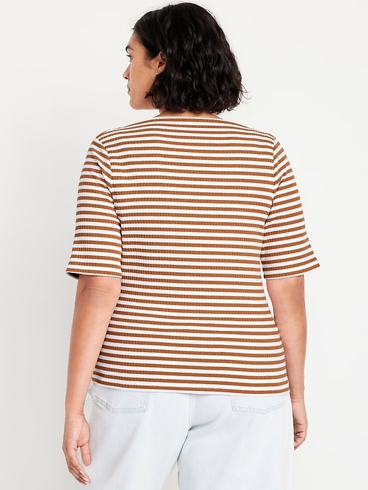 Image number 8 showing, Ribbed Boat-Neck T-Shirt