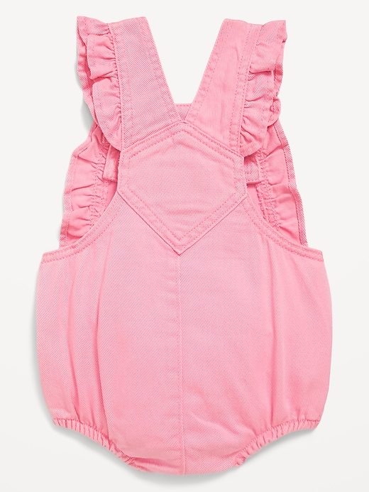 View large product image 2 of 2. Ruffle-Trim Twill Pocket Shortalls for Baby