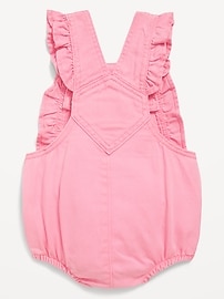 Image number 2 showing, Ruffle-Trim Twill Pocket Shortalls for Baby