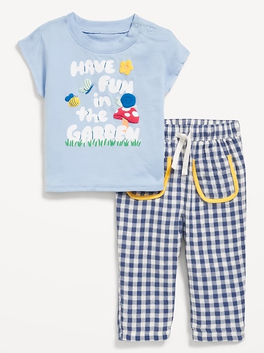 View large product image 1 of 1. Short-Sleeve Graphic T-Shirt and Pants Set for Baby