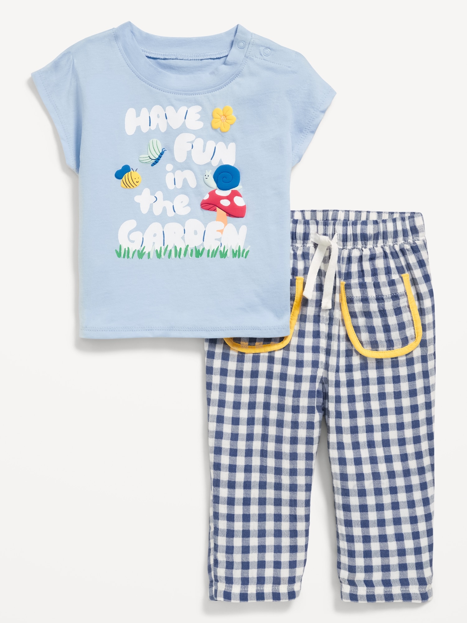 Short-Sleeve Graphic T-Shirt and Pants Set for Baby