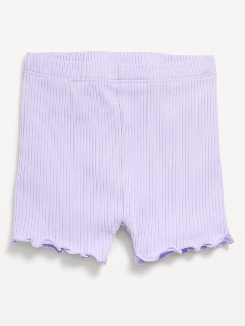 Ribbed Lettuce-Edge Biker Shorts for Baby