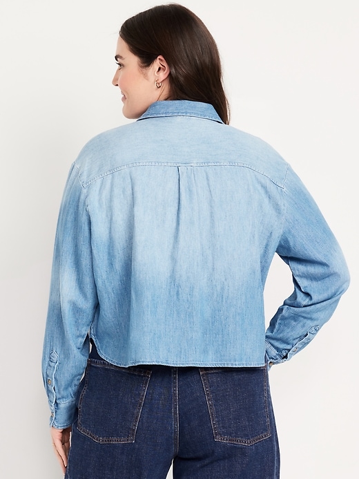 Image number 5 showing, Jean Button-Down Cropped Shirt