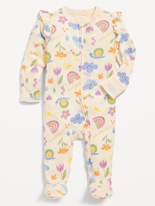 View large product image 2 of 2. 2-Way-Zip Sleep &amp; Play Ruffle-Trim Footed One-Piece for Baby