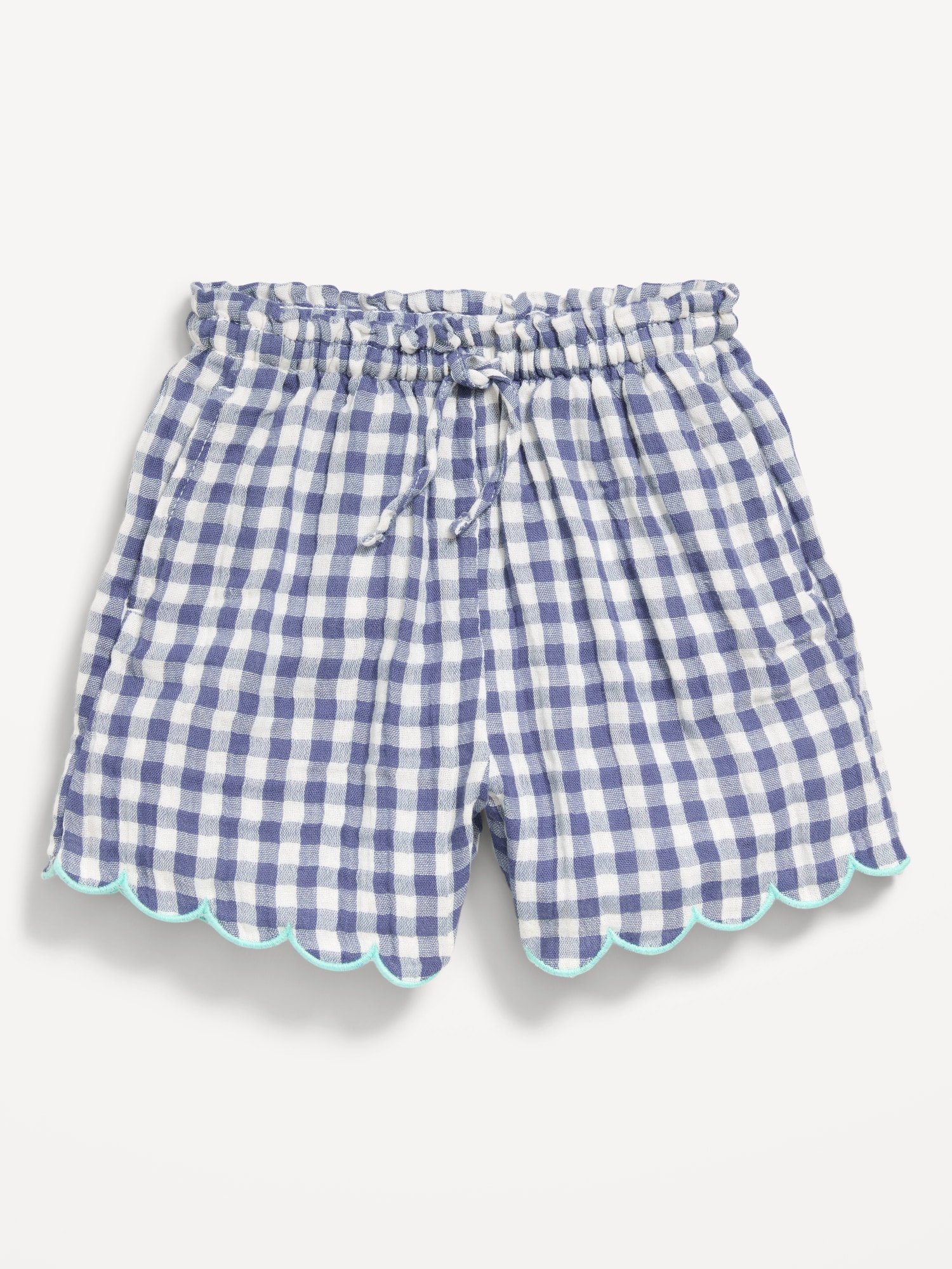 Printed Double-Weave Scallop-Trim Shorts for Toddler Girls