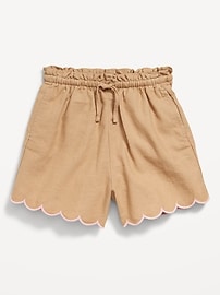 Image number 1 showing, Linen-Blend Scallop-Trim Shorts for Toddler Girls